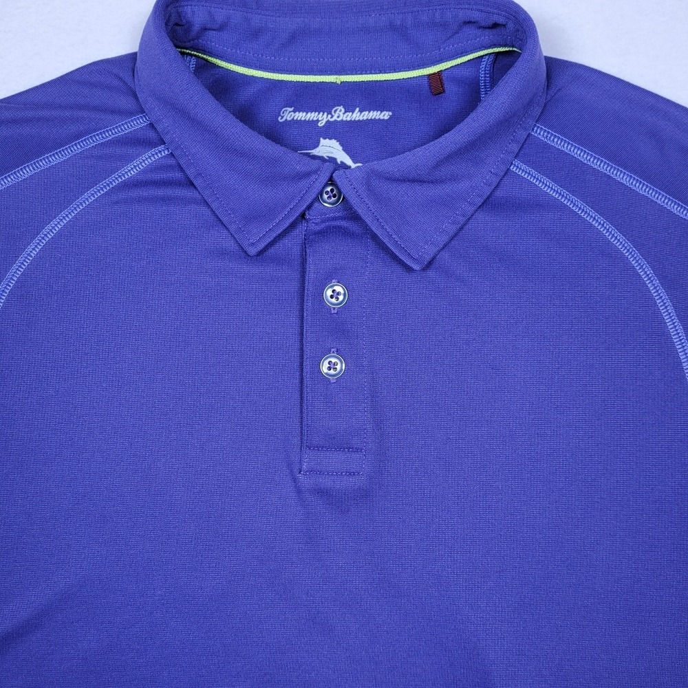 Tommy Bahama Polo Shirt Mens  X-Large‎ Purple Short Sleeve  Polyester/ Rayon